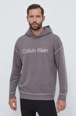 Zdjęcie produktu Calvin Klein Underwear bluza bawełniana lounge kolor szary z kapturem z aplikacją