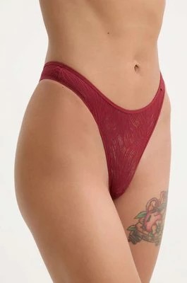 Zdjęcie produktu Calvin Klein Underwear stringi kolor czerwony z koronki 000QF6878E