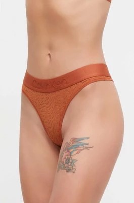Zdjęcie produktu Calvin Klein Underwear stringi kolor pomarańczowy z koronki