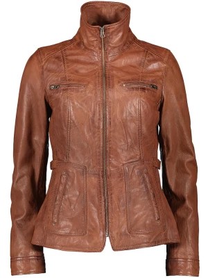 Zdjęcie produktu Caminari Skórzana kurtka "Ciso" w kolorze jasnobrązowym rozmiar: 40
