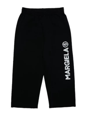 Zdjęcie produktu Casual Bawełniane Spodnie z Nadrukiem Logo MM6 Maison Margiela
