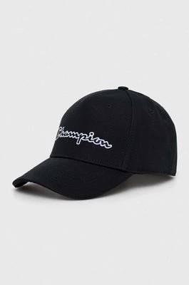 Zdjęcie produktu Champion czapka z daszkiem bawełniana kolor czarny z aplikacją