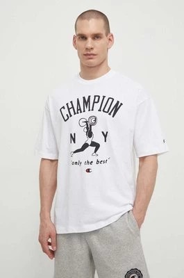 Zdjęcie produktu Champion t-shirt bawełniany męski kolor biały z nadrukiem 219856