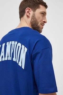 Zdjęcie produktu Champion t-shirt bawełniany męski kolor niebieski z nadrukiem 219855