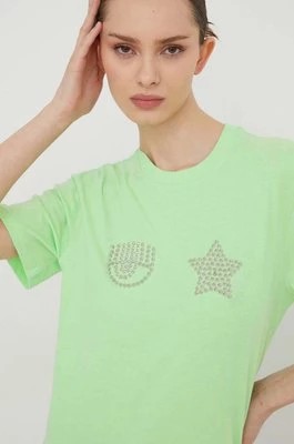 Zdjęcie produktu Chiara Ferragni t-shirt bawełniany EYE STAR damski kolor zielony 76CBHG01