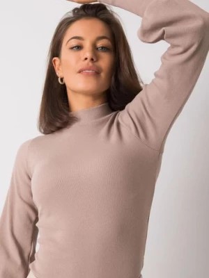 Zdjęcie produktu Ciemnobeżowa bluzka damska prążkowana Lauren RUE PARIS