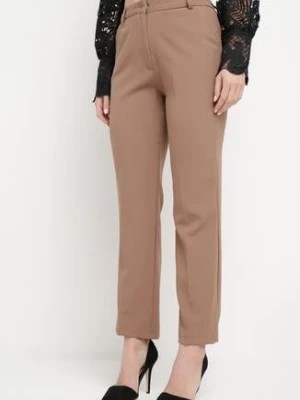 Zdjęcie produktu Jasnobrązowe Garniturowe Spodnie z Wysokim Stanem i Prostymi Nogawkami Liea