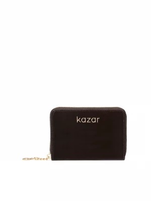Zdjęcie produktu Ciemnobrązowy portfel z lakierowanej skóry Kazar