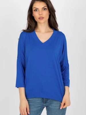 Zdjęcie produktu Ciemnoniebieska damska bluzka basic z rękawem 3/44 RELEVANCE