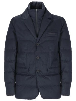 Zdjęcie produktu Ciemnoniebieska pikowana kurtka puchowa dla mężczyzn Herno
