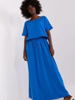 Zdjęcie produktu Ciemnoniebieska sukienka casualowa basic z krótkim rękawem RELEVANCE