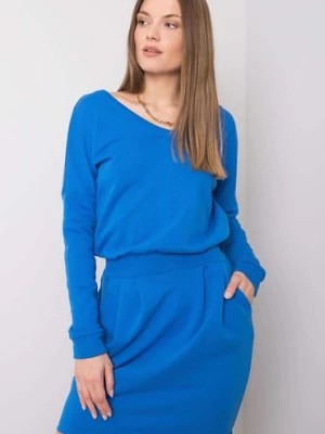 Zdjęcie produktu Ciemnoniebieska sukienka dresowa damska - mini RUE PARIS