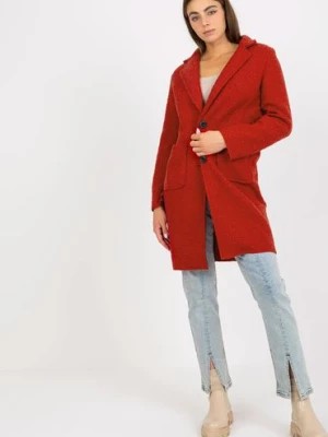 Zdjęcie produktu Ciemnopomarańczowy pluszowy płaszcz z kieszeniami OCH BELLA