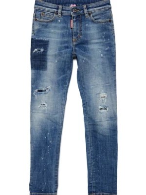 Zdjęcie produktu Cieniowane niebieskie wąskie jeansy z przetarciami - Twiggy Dsquared2