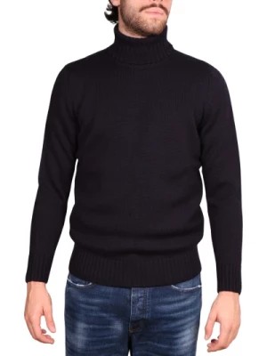 Zdjęcie produktu Ciężki Sweter z Wełny Merino w Kolorze Granatowym Drumohr