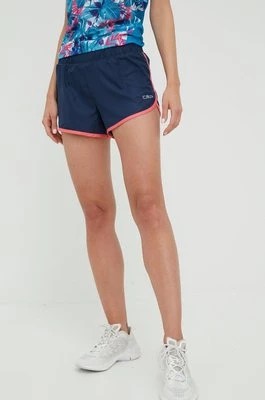 Zdjęcie produktu CMP szorty do biegania damskie kolor granatowy z aplikacją medium waist