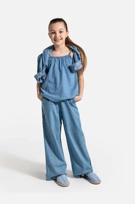 Zdjęcie produktu Coccodrillo spodnie bawełniane dziecięce kolor niebieski gładkie