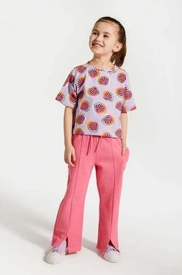 Zdjęcie produktu Coccodrillo spodnie dresowe bawełniane dziecięce kolor różowy gładkie