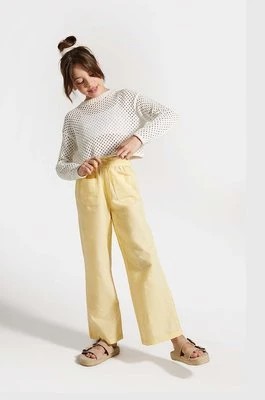 Zdjęcie produktu Coccodrillo spodnie z domieszką lnu dziecięce kolor żółty gładkie