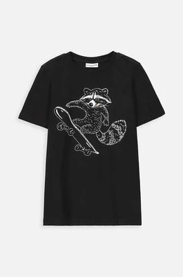 Zdjęcie produktu Coccodrillo t-shirt bawełniany dziecięcy kolor czarny z nadrukiem