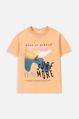 Zdjęcie produktu Coccodrillo t-shirt bawełniany dziecięcy kolor pomarańczowy z nadrukiem