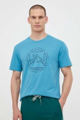 Zdjęcie produktu Columbia t-shirt bawełniany kolor niebieski z nadrukiem