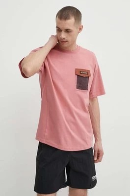 Zdjęcie produktu Columbia t-shirt bawełniany Painted Peak męski kolor różowy z aplikacją 2074481