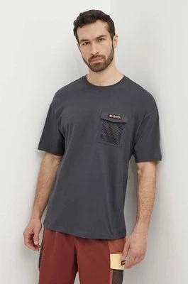 Zdjęcie produktu Columbia t-shirt bawełniany Painted Peak męski kolor szary z aplikacją 2074481