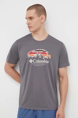Zdjęcie produktu Columbia t-shirt sportowy Columbia Hike kolor szary z nadrukiem