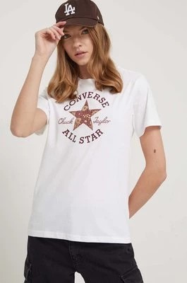 Zdjęcie produktu Converse t-shirt bawełniany damski kolor beżowy