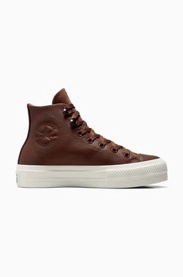 Zdjęcie produktu Converse trampki skórzane Chuck Taylor All Star Lift damskie kolor brązowy A10362C