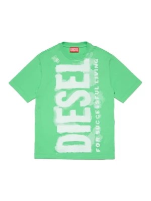 Zdjęcie produktu Crew-Neck Jersey T-Shirt z Efektem Akwarelowym Logo Diesel