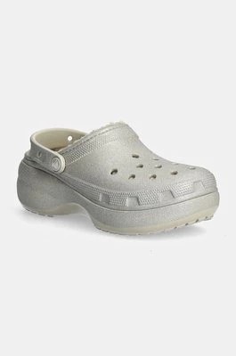 Zdjęcie produktu Crocs kapcie Classic Platform Glitter Lined Clog W damskie kolor srebrny na platformie 210413