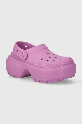 Zdjęcie produktu Crocs klapki Stomp Slide damskie kolor fioletowy na platformie 209347