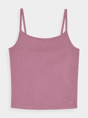 Zdjęcie produktu Crop-top slim gładki z modalem damski - różowy 4F