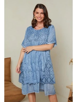 Zdjęcie produktu Curvy Lady Lniana sukienka w kolorze niebieskim rozmiar: 40/42