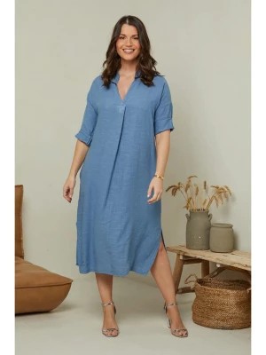 Zdjęcie produktu Curvy Lady Lniana sukienka w kolorze niebieskim rozmiar: 48/50