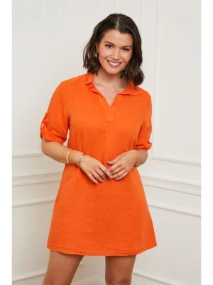 Zdjęcie produktu Curvy Lady Lniana sukienka w kolorze pomarańczowym rozmiar: 44/46