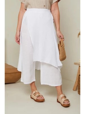Zdjęcie produktu Curvy Lady Lniane spodnie w kolorze białym rozmiar: 44/46