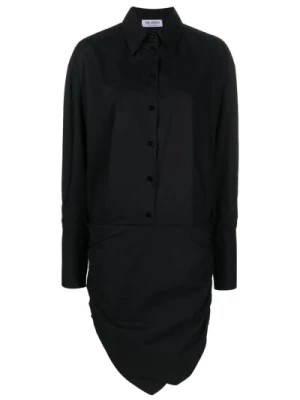 Zdjęcie produktu Czarna asymetryczna sukienka koszulowa The Attico