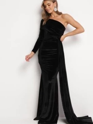 Zdjęcie produktu Czarna Asymetryczna Sukienka Maxi na Jedno Ramie Wistel