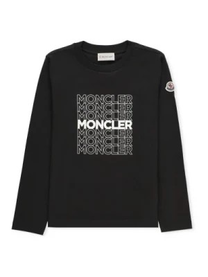Zdjęcie produktu Czarna Bawełniana Koszulka z Logo dla Chłopców Moncler