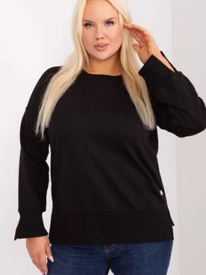 Zdjęcie produktu Czarna bluza damska plus size z rozcięciami na rękawach RELEVANCE