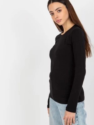 Zdjęcie produktu Czarna bluzka basic longsleeve z okrągłym dekoltem