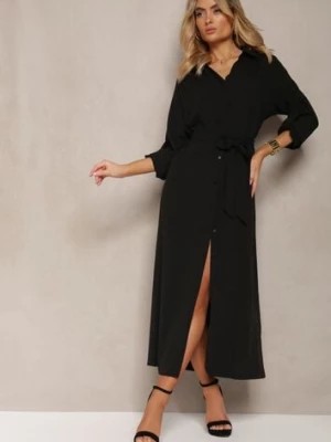 Zdjęcie produktu Czarna Casualowa Sukienka Koszulowa na Guziki z Kieszeniami Jezebel