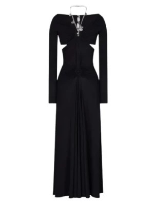 Zdjęcie produktu Czarna Długa Sukienka z Jerseyu Paco Rabanne