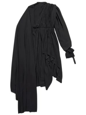 Zdjęcie produktu Czarna Drapowana Asymetryczna Sukienka Balenciaga