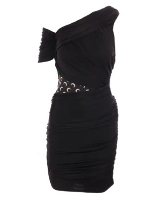 Zdjęcie produktu Czarna drapowana sukienka z rozciągliwej wiskozy z nadrukiem Księżyca Marine Serre
