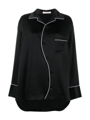 Zdjęcie produktu Czarna i biała satynowa koszula do piżamy Ssheena