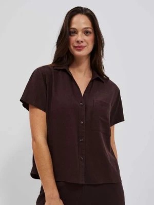 Zdjęcie produktu Czarna koszula damska rozpinana z krótkim rękawem Moodo